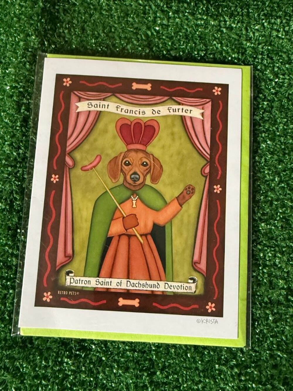 Dachshund Greeting Card Saint Francis de Furter Retro Sausage Dog Lover Gift NEW